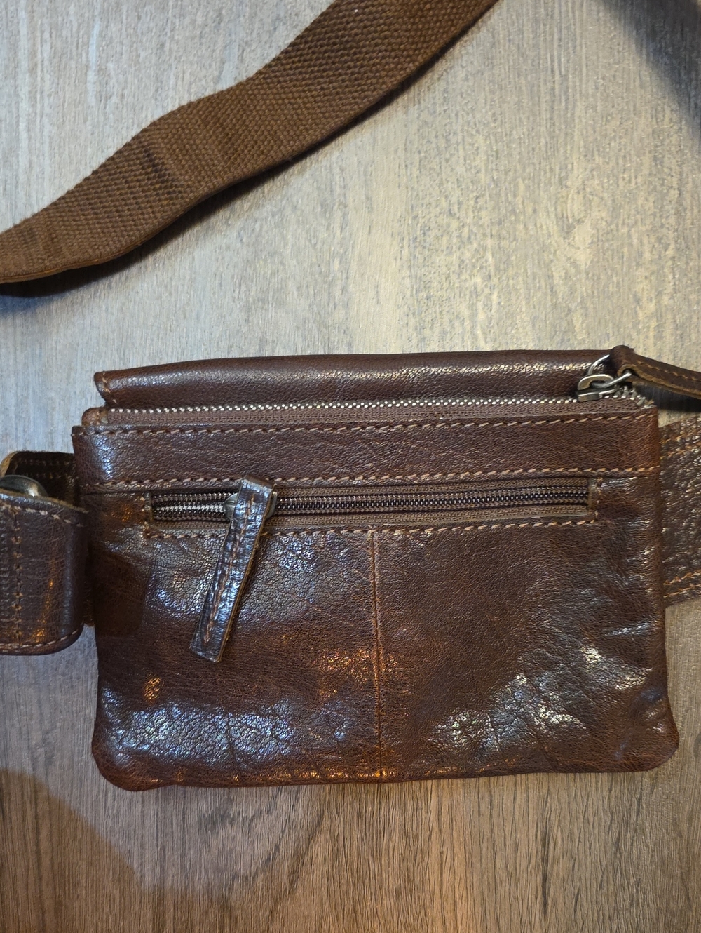 Brown Leather Belt Bag with Buckle - Picture 3 of 6